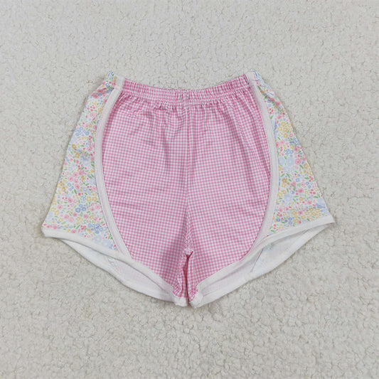 RTS NO MOQ Baby Girls Summer Pants SS0518 Pink Plaid Floral Shorts Bottoms