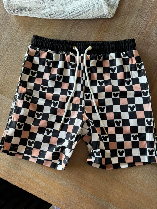 4.2 SS0531 Black mouse plaid kids boys summer shorts pre order
