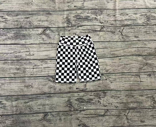 4.2 SS0537 High waist black plaid kids girls summer shorts