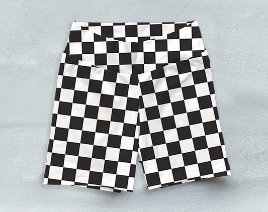 4.2 SS0537 High waist black plaid kids girls summer shorts pre order