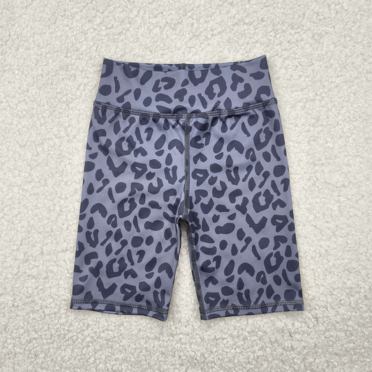 RTS NO MOQ Baby Girls Summer Pants SS0539 High Waist Gray Leopard Biking Shorts Bottoms