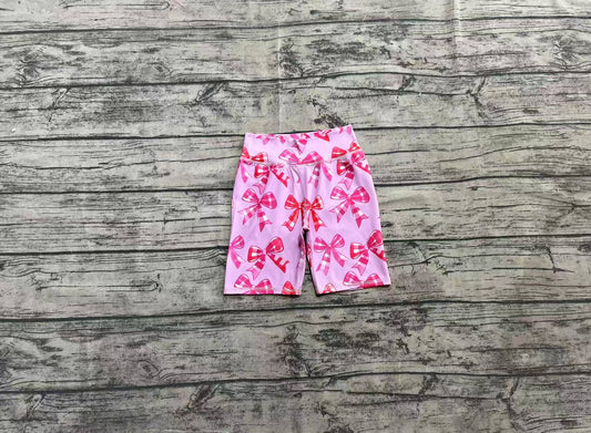 4.2 SS0540 High waist pink plaid bow girls summer shorts