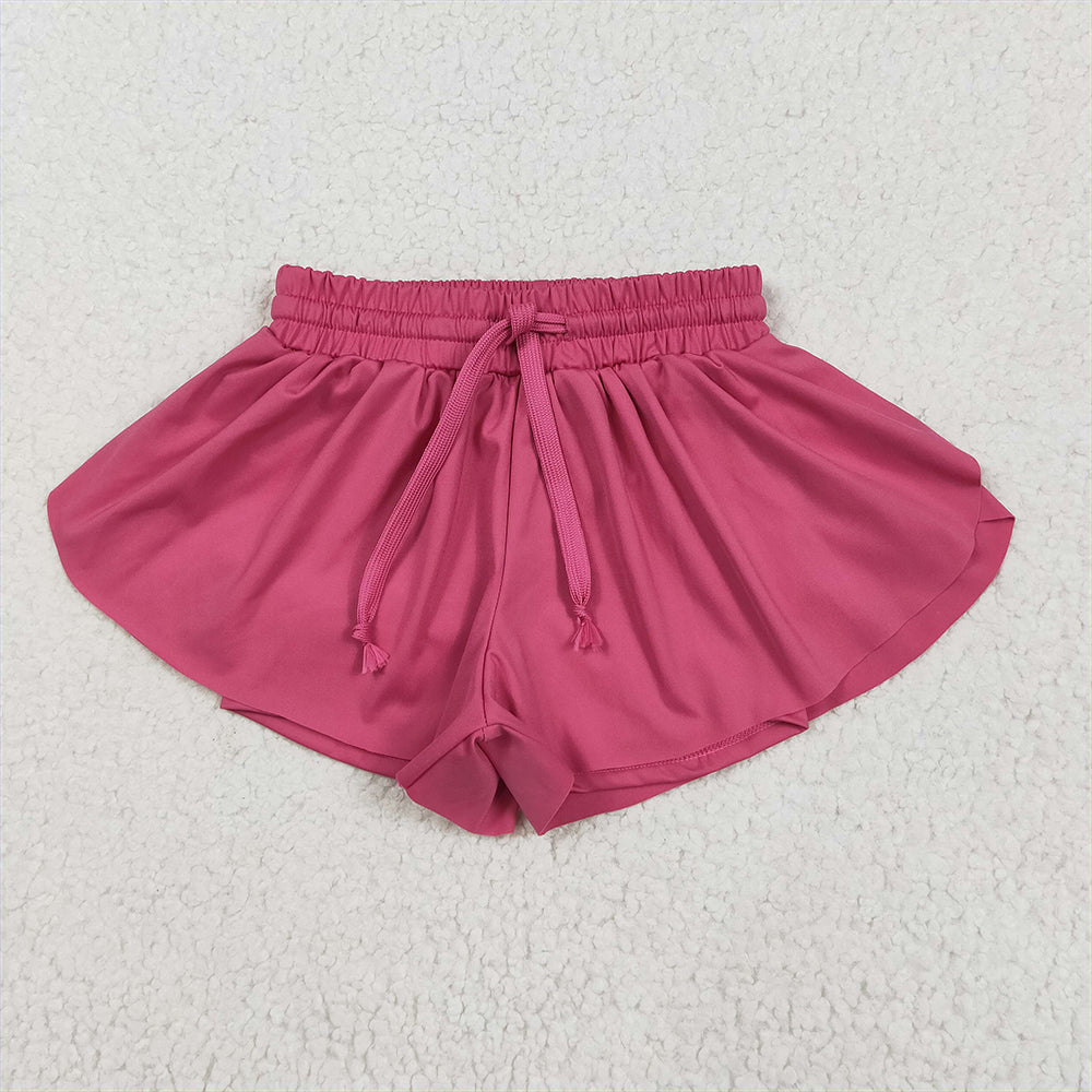 5.26 RTS NO MOQ Baby Girls Summer Pants SS0545 Hot Pink Yoga Skort Shorts Bottoms