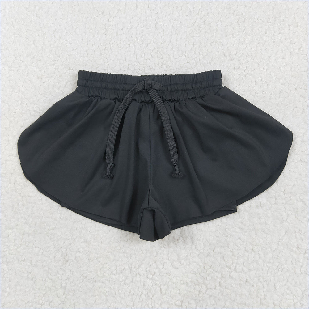 5.19 RTS NO MOQ Baby Girls Summer Pants SS0551 Black Yoga Skort Shorts Bottoms
