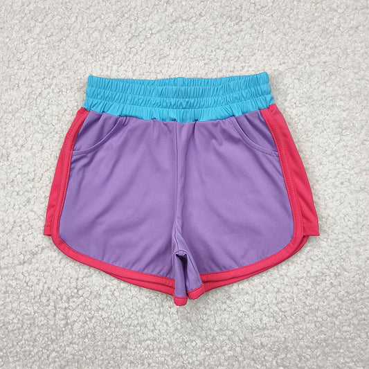 RTS NO MOQ Baby Girls Summer Pants SS0555 Lavender Pockets Yoga Shorts Bottoms
