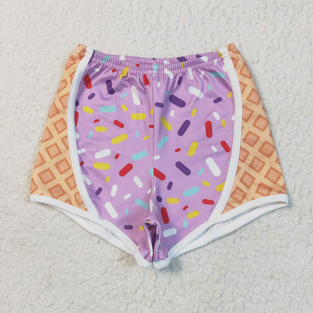 RTS NO MOQ Baby Girls Summer Pants SS0572 Purple Ice-cream Drip Yoga Shorts Bottoms