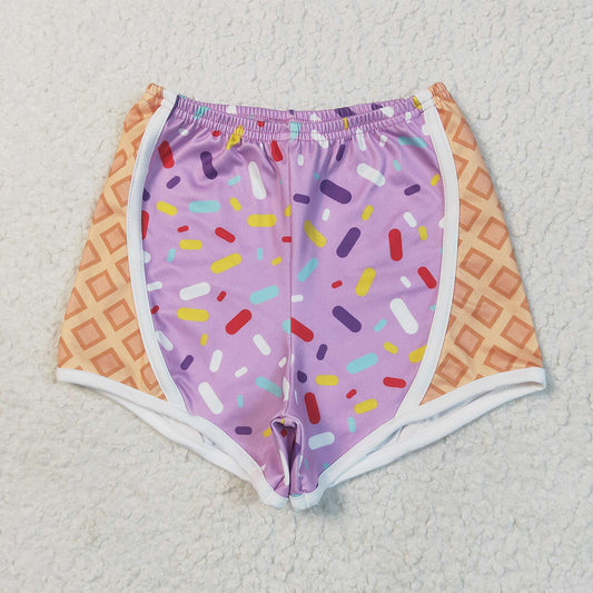 RTS NO MOQ Baby Girls Summer Pants SS0572 Purple Ice-cream Drip Yoga Shorts Bottoms
