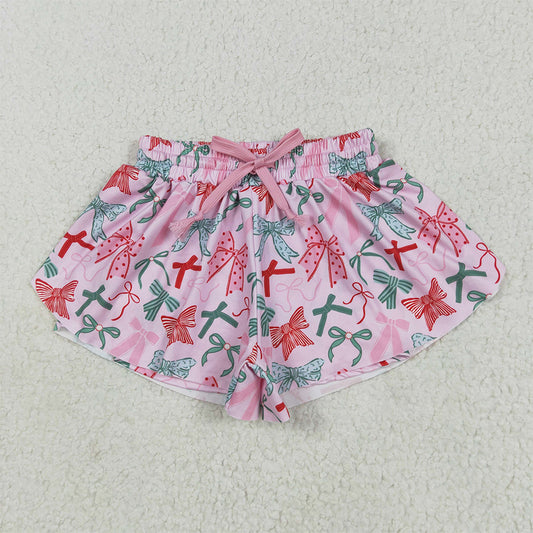 5.29 RTS NO MOQ Baby Girls Summer Pants SS0578 Pink Green Bows Shorts Bottoms