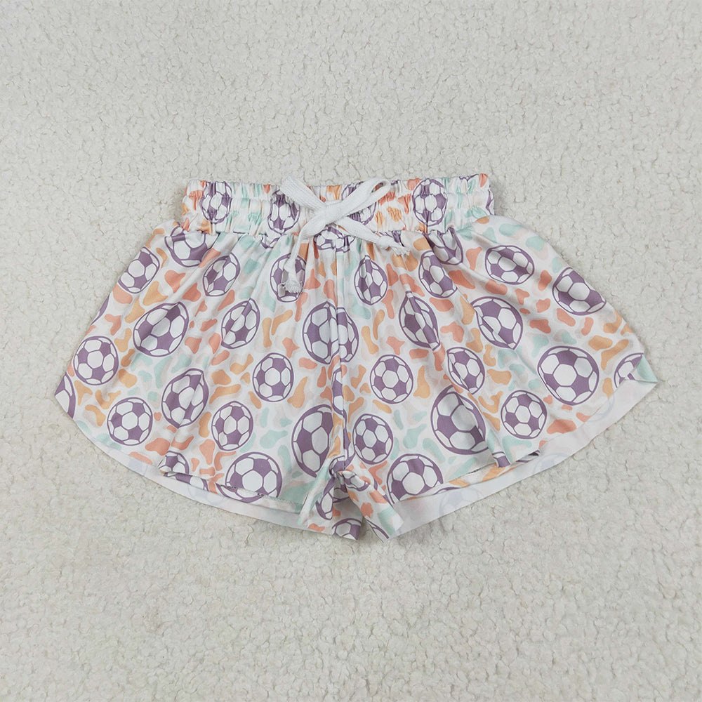 6.23 RTS NO MOQ Baby Girls Summer Pants SS0582 Football Colorful Leopard Summer Shorts Bottoms
