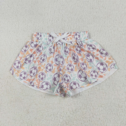 6.23 RTS NO MOQ Baby Girls Summer Pants SS0582 Football Colorful Leopard Summer Shorts Bottoms