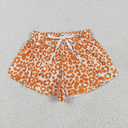 5.29 RTS NO MOQ Baby Girls Summer Pants SS0584 Orange Leopard Shorts Bottoms