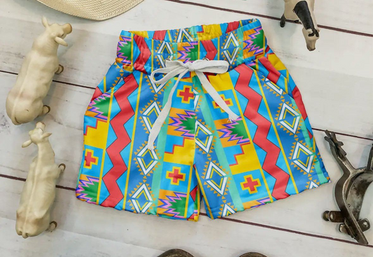 4.4 SS0597 Baby Boys Colorful Aztec Summer Pockets Shorts Bottoms Pre order