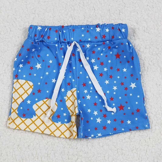 6.11 RTS NO MOQ Baby Boys Summer Pants SS0611 Blue Drip Stars Pockets Team Shorts Bottom