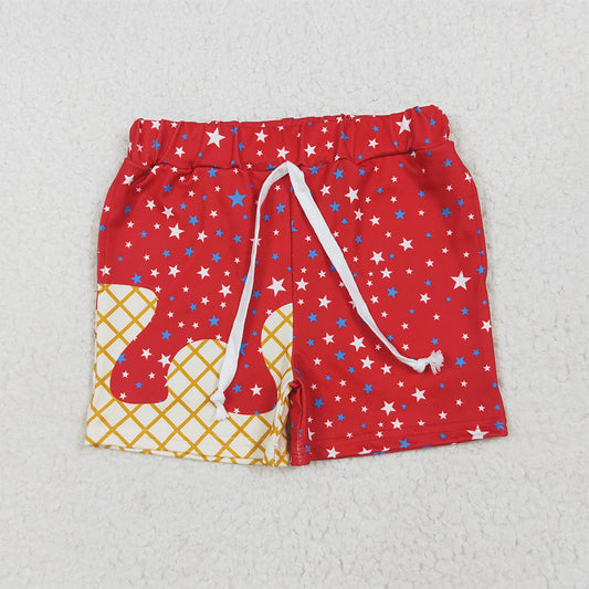 6.16 RTS NO MOQ Baby Boys Summer Pants SS0612 Red Drip Stars Pockets Team Shorts Bottom