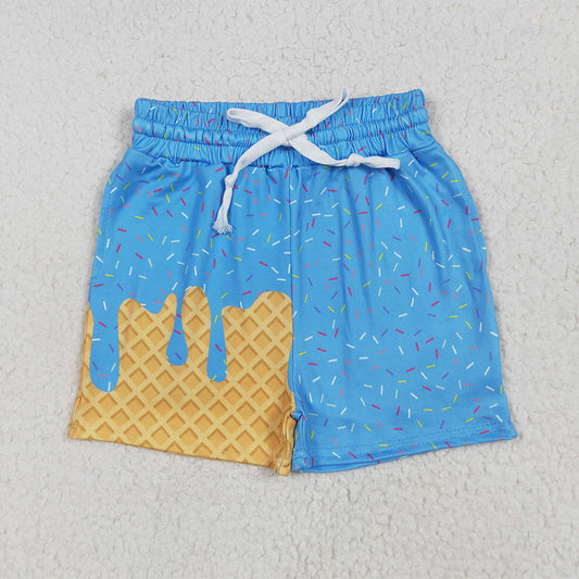 7.4 RTS NO MOQ Baby Girls Summer Pants SS0619 Blue Ice Cream Drip Summer Shorts Bottoms