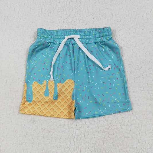 7.1 RTS NO MOQ Baby Girls Summer Pants SS0623 Teal Ice Cream Drip Summer Shorts Bottoms