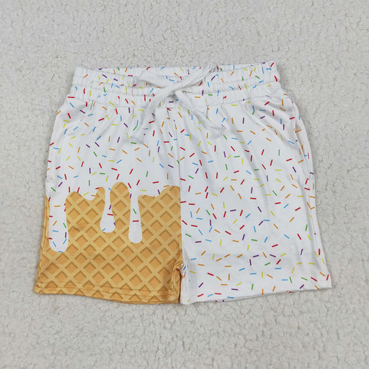 7.8 RTS NO MOQ Baby Girls Summer Pants SS0625 White Ice Cream Drip Summer Shorts Bottoms