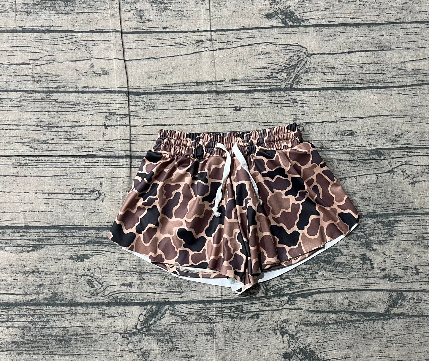 RTS Baby Girls Brown Camo Yoga Southern Shorts Bottoms