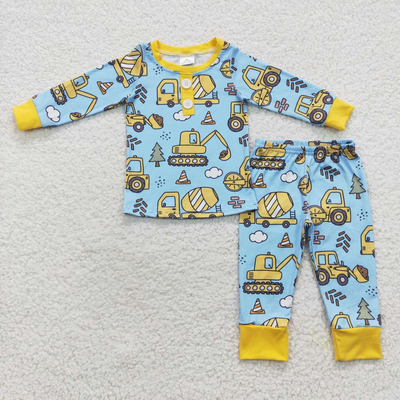 BLP0243 Engineering truck excavator blue and yellow long sleeve pants suit