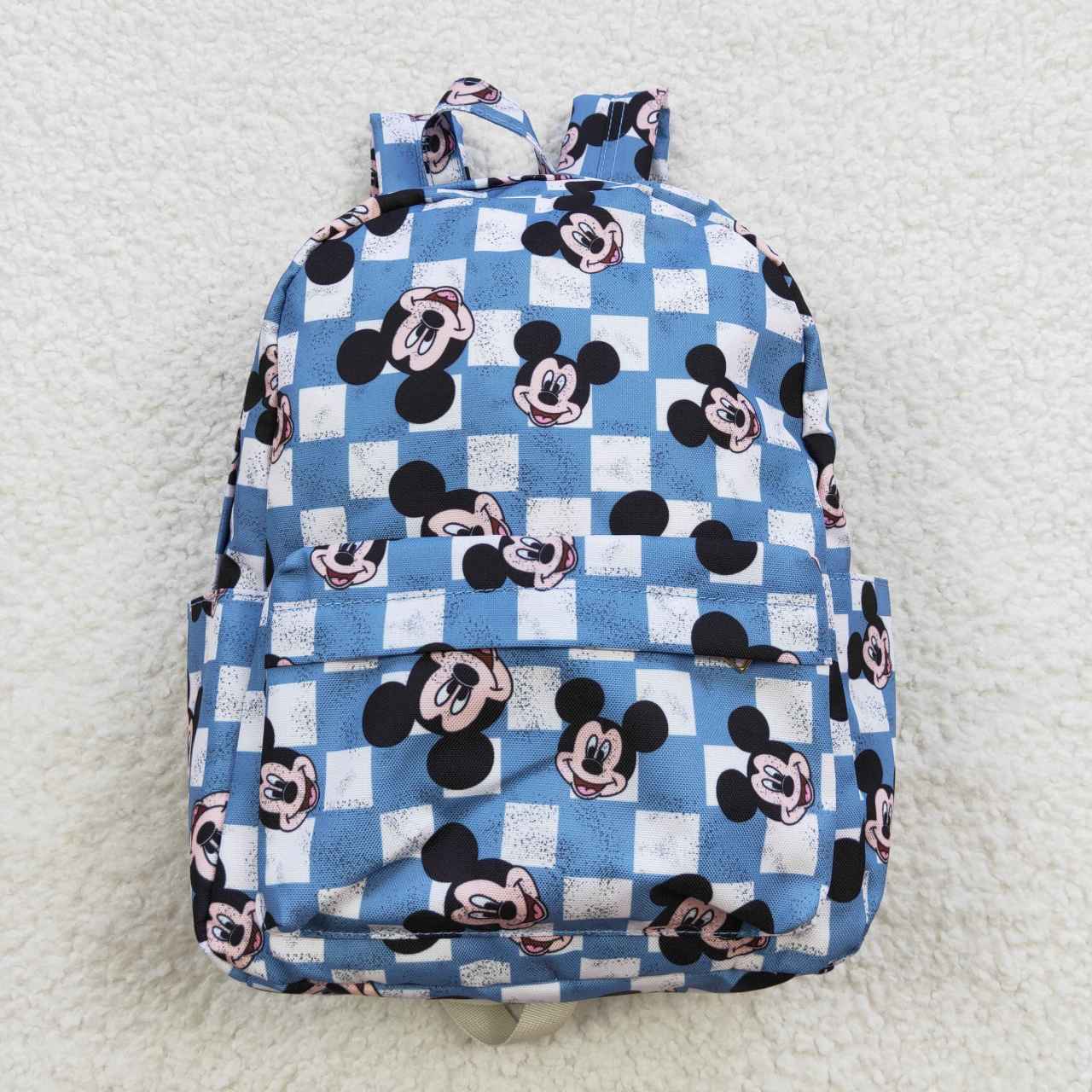 BA0091 toddler backpack Cartoon blue beige check backpack back to school preschool bag