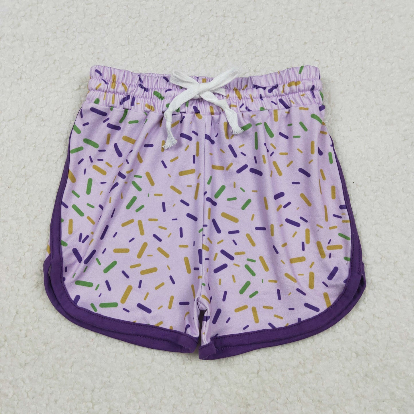 RTS Baby Girls Kids Mardi Gras Sprinkles Purple Shorts Bottoms