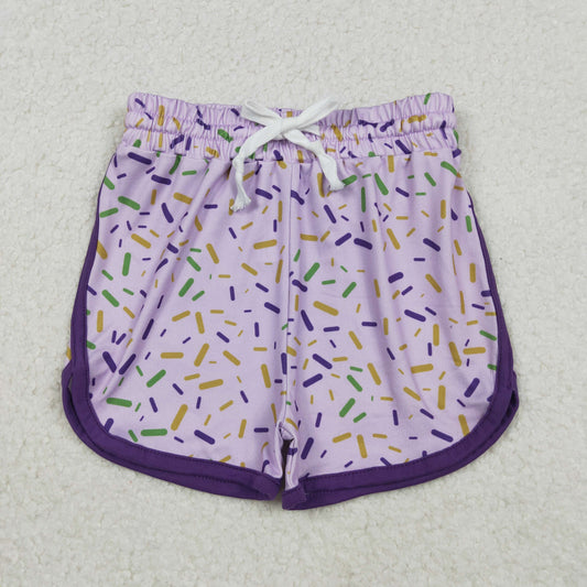RTS Baby Girls Kids Mardi Gras Sprinkles Purple Shorts Bottoms