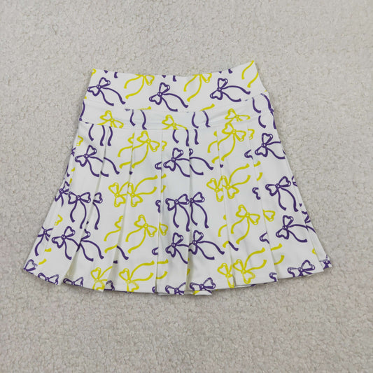 RTS Baby Girls Kids Purple Yellow Bows Yoga Skirt Shorts Bottom