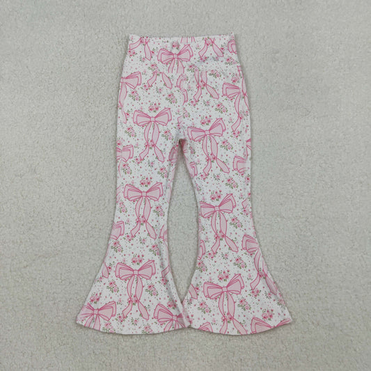 RTS Baby Girl Pink Floral Bows Yoga Active Bell Pants