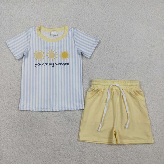 Baby Boys Short Sleeves Suns Shirt Yellow Pockets Shorts Set RTS