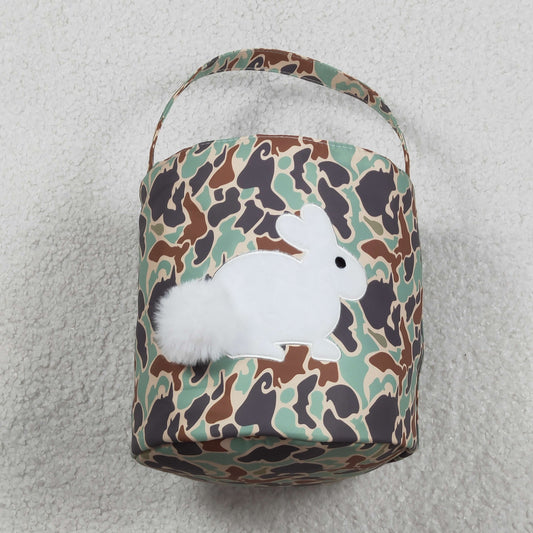 Baby Kids Embroidery Rabbit Camo Print Basket Easter Bag RTS