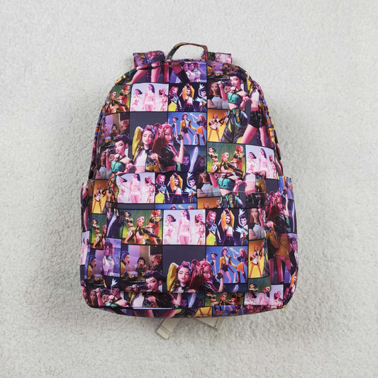 Baby Girls Kids Singer Plaid Zipper Backpack School Purple Bag RTS