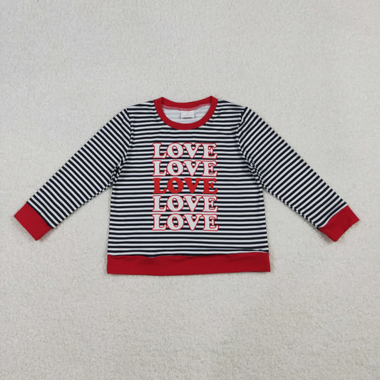 RTS Kids Toddler Long Sleeves Stripes Love Valentine's Day Shirt