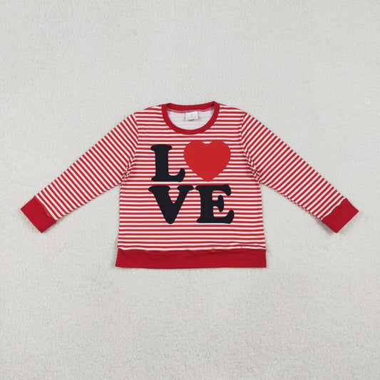 RTS Kids Toddler Long Sleeves Red Stripes Love Valentine's Day Shirt