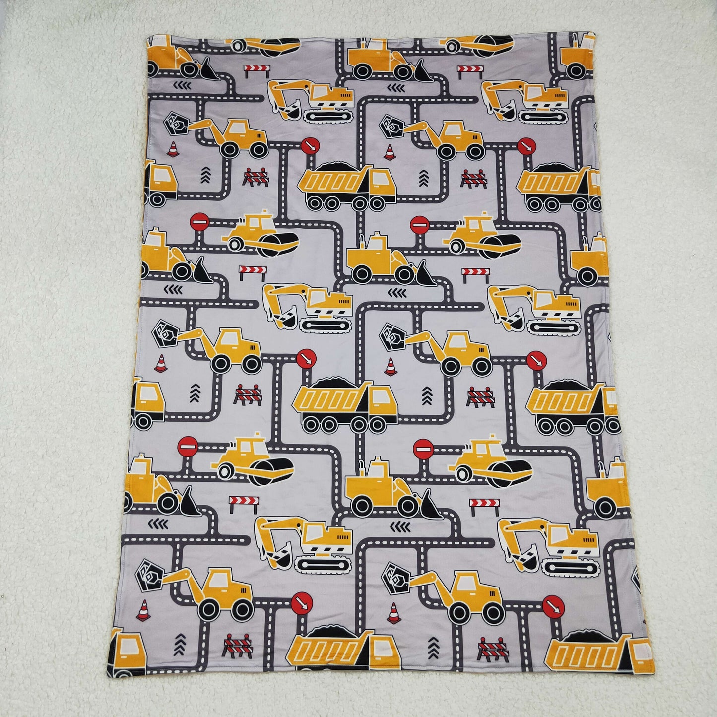 RTS Baby Boy Toddler Construction Minky Blanket