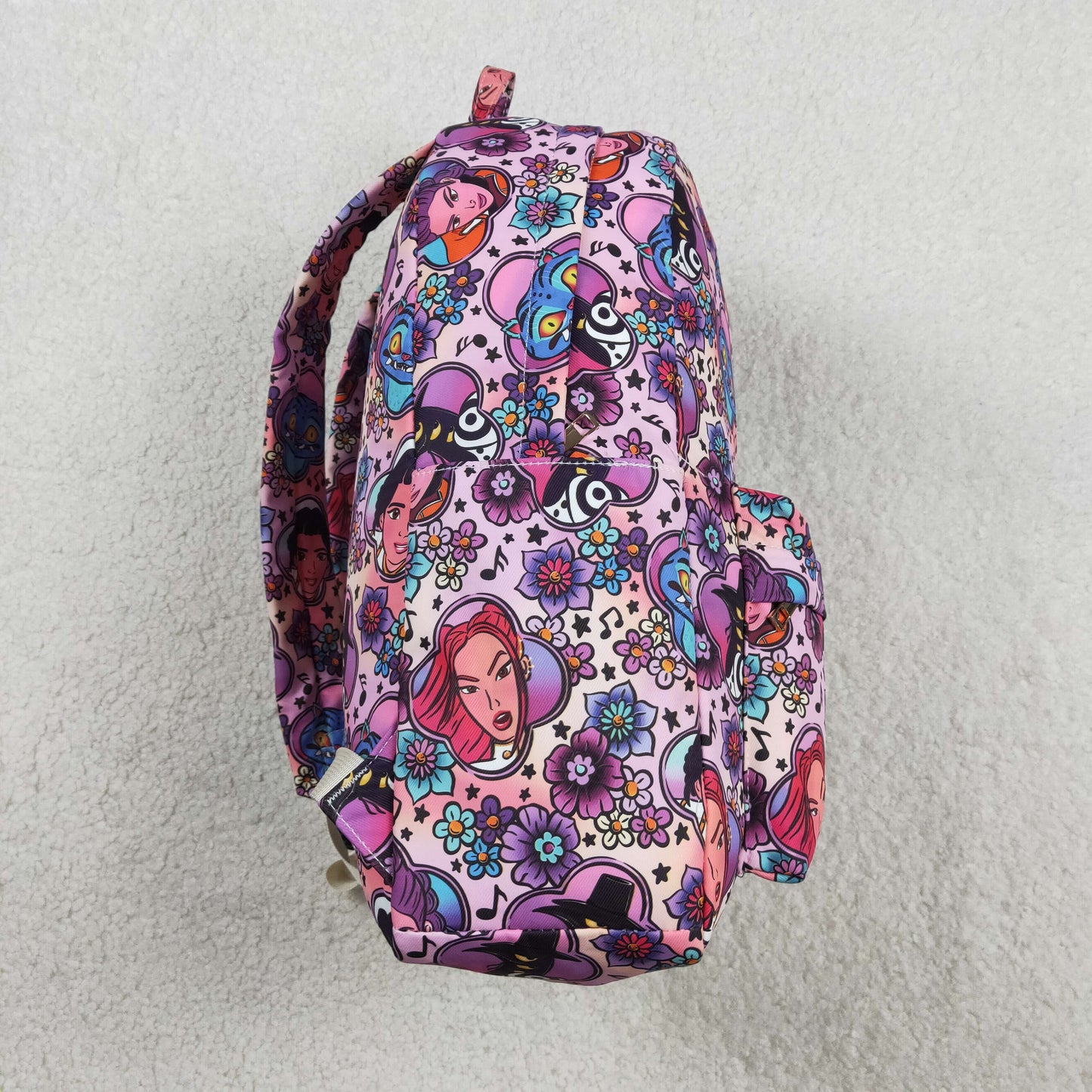 RTS Baby Girls Kids Singer Flower Zipper Backpack School Purple Bag