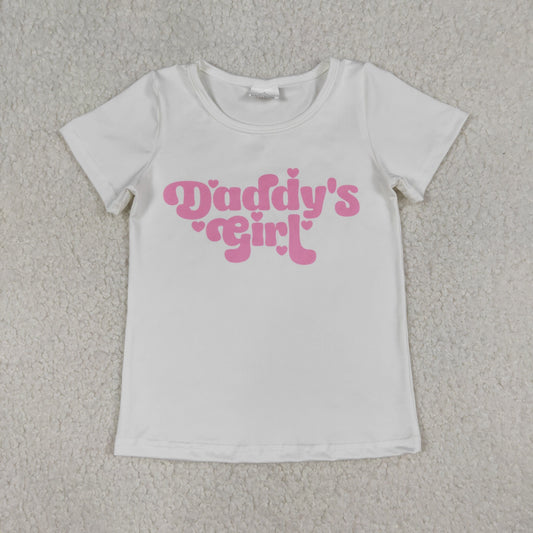 RTS Baby Girls Kids Short Sleeves Daddy's Girl Hearts White Shirt Tops