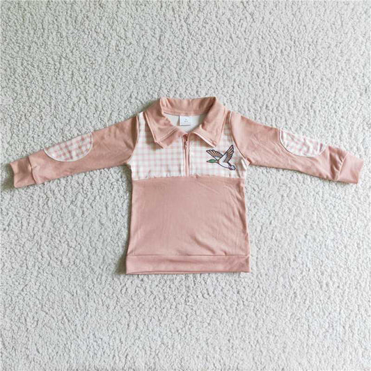 8.8 RTS NO MOQ Baby Boys Long Sleeve BT0034 Plaid bird fall duck pullover shirts tops