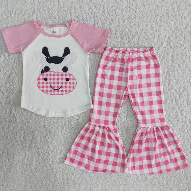 B9-11 Cow Pink Check Trousers