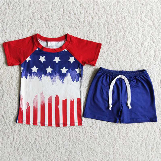 boy soft cotton and milk silk outfit for july 4th