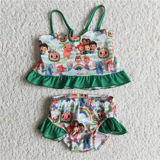 Girls Adjustable Strap Swimsuit Set