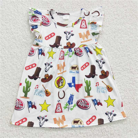 GSD0260 girl's all over print cartoon dress