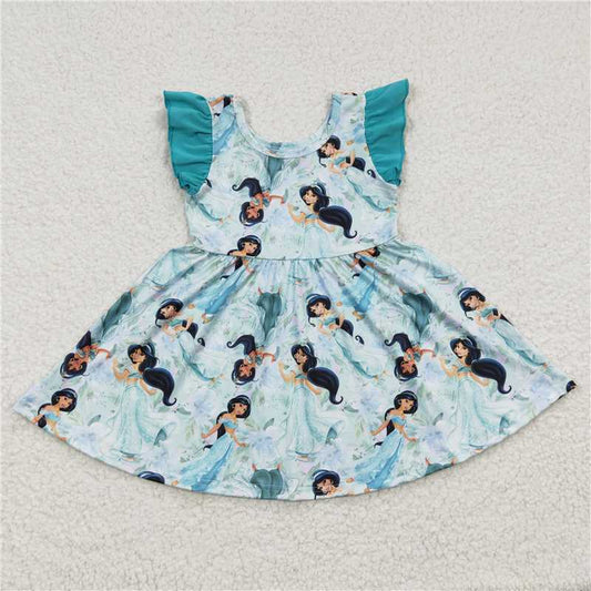 GSD0267 Girls Sweet and Cute Blue Flying Sleeve Dress