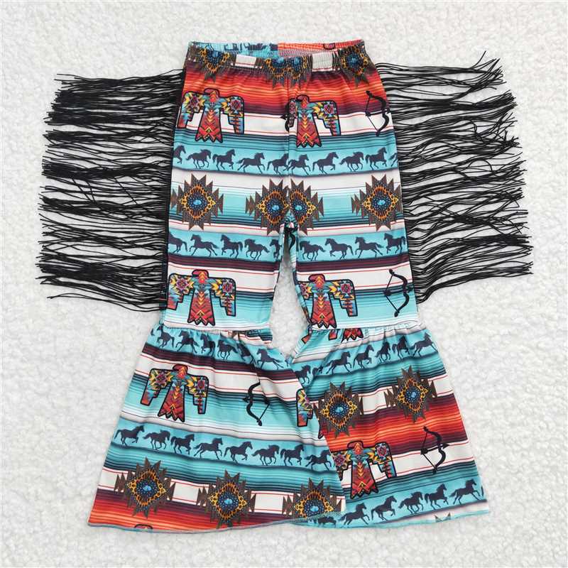 P0081  Horse Geometric Fringe Trousers