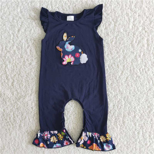 infants short sleeve romper girl embroidery bunny jumpsuit