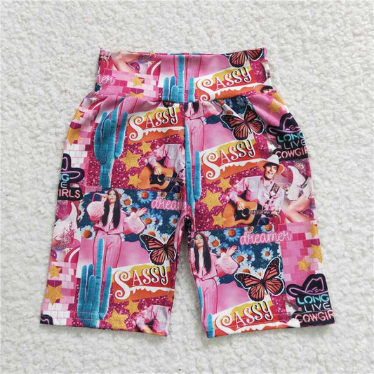 SS0034 Girls cowgirls rose red butterfly cycling pants