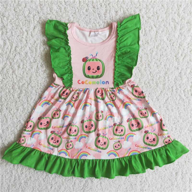 infants baby girls green ruffle flutter sleeve twirl dress