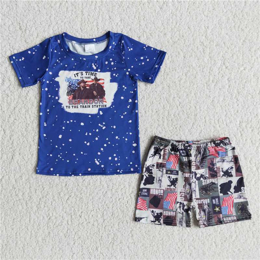 boy tie-dye top and shorts set independence day outfit