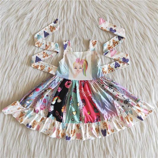 infants baby fashion twirl dress girl sleeveless rainbow color frock