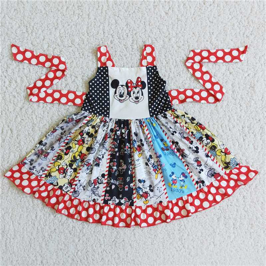 sweet girl fashion polka dot twirl dress with belt