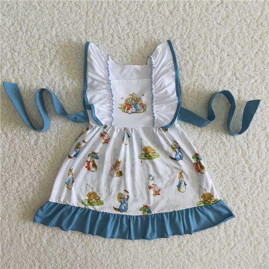 baby girls short sleeve easter day frock kid twirl dress with belt